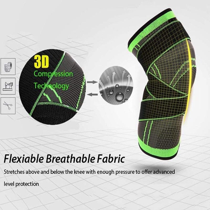 Adjustable Knee Compression Sleeves with 3D compression technology and flexible breathable fabric for knee protection.