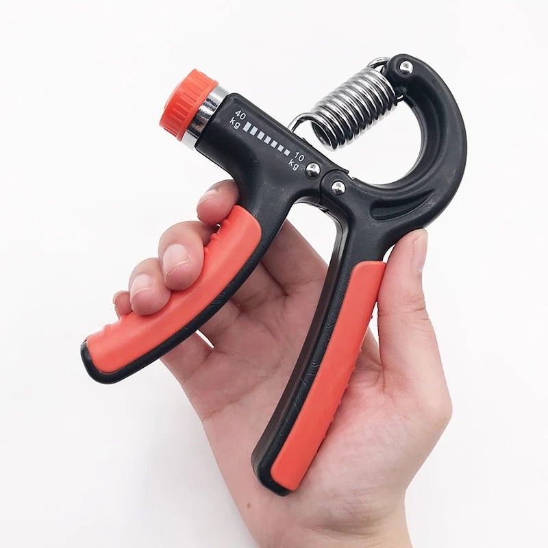 Adjustable Hand Gripper Tool demonstrated in hand, designed to boost grip strength and enhance finger flexibility.