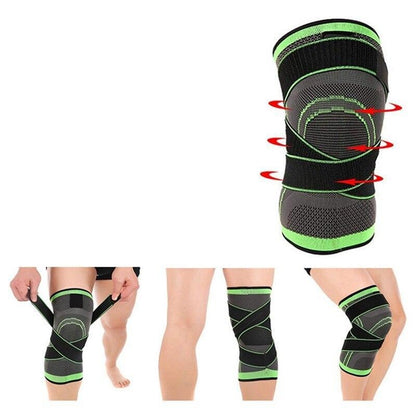 Adjustable Knee Compression Sleeves showing 360° support and advanced elastic technology for joint relief.