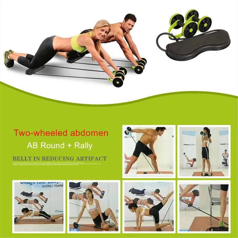 Couple using the ab roller wheel workout for core and full body exercises.