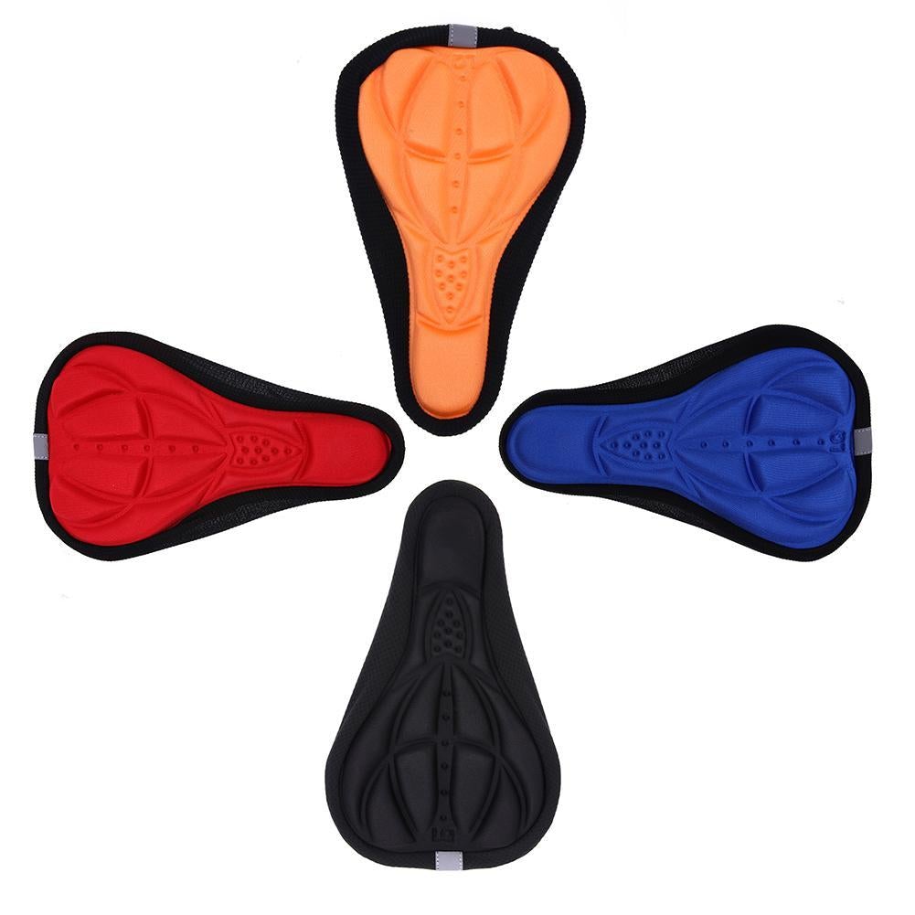 4 colors of 3D Gel Bike Seat Cushion Cover displayed together for added comfort and style.