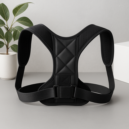 Adjustable Back Posture Corrector Belt designed for comfort and support, featuring a sleek black design.