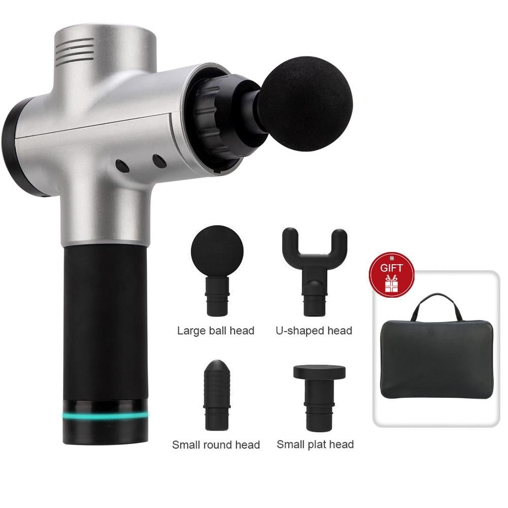 Power Pulse Massage Gun with multiple interchangeable massage heads for deep tissue relief and muscle relaxation.