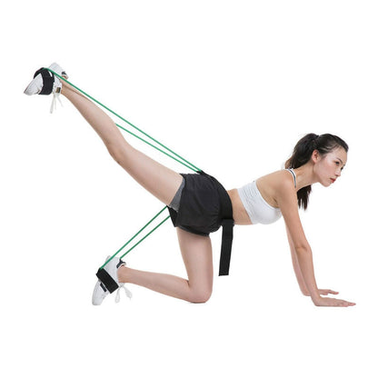 Woman using Booty Resistance Bands Set to strengthen glutes and legs during workout.