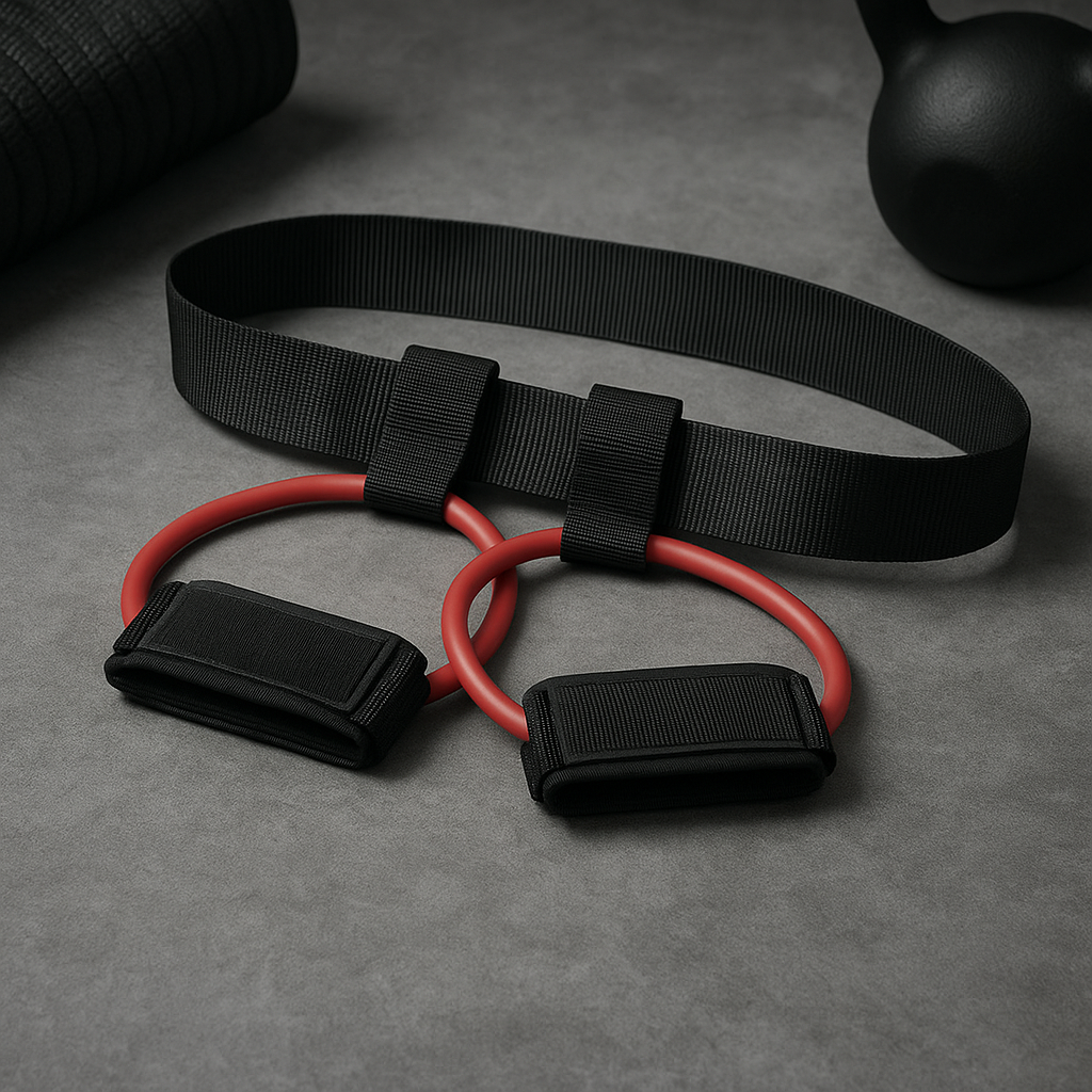 Booty Resistance Bands Set featuring black and red resistance bands designed for glute and leg workouts.