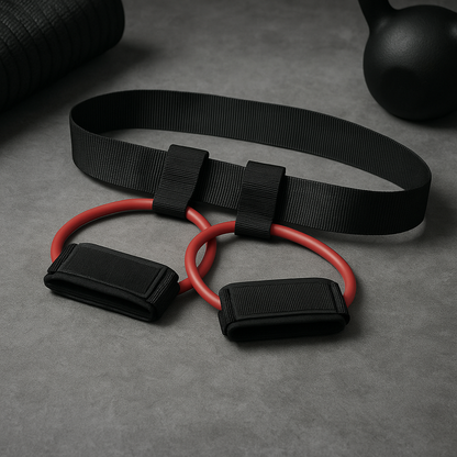 Booty Resistance Bands Set featuring black and red resistance bands designed for glute and leg workouts.