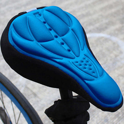 3D Gel Bike Seat Cushion Cover in blue, designed for comfort and reduced friction during long rides.