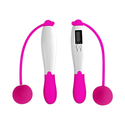 Smart Cordless Jump Rope – Digital fitness skipping with pink handles and tracking display.