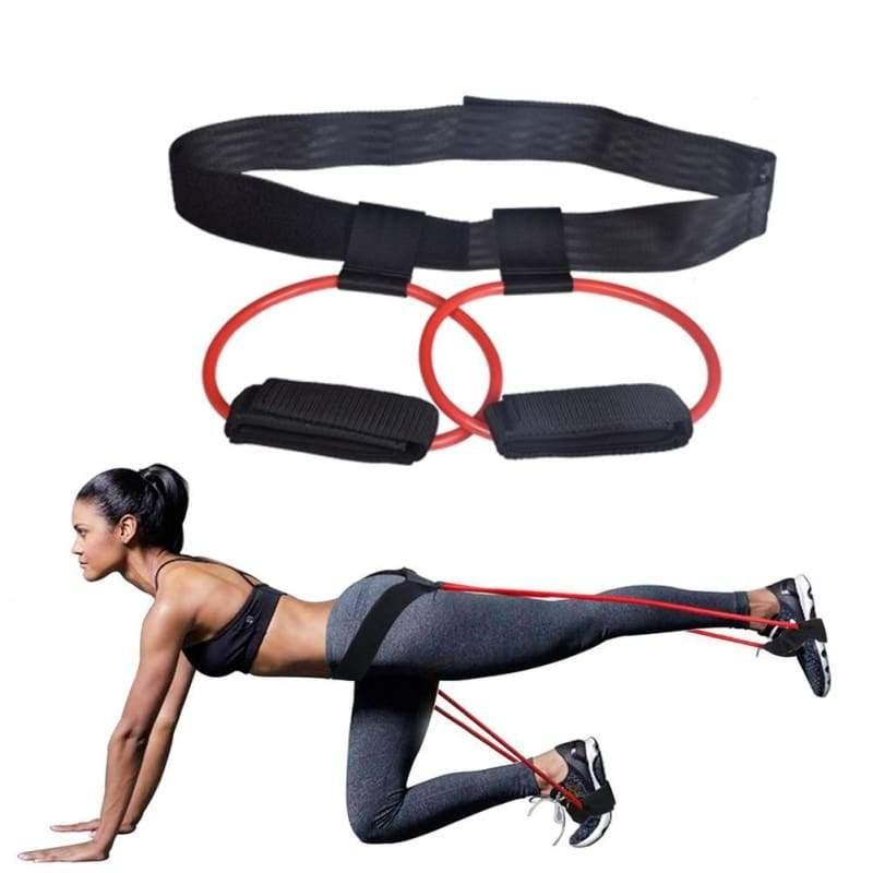Booty Resistance Bands Set for glute and leg exercises, featuring red resistance bands and a workout harness.