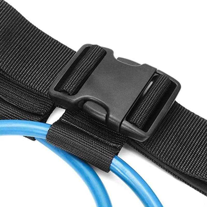 Close-up of the Booty Resistance Bands Set featuring a black strap and blue resistance bands for effective workouts.