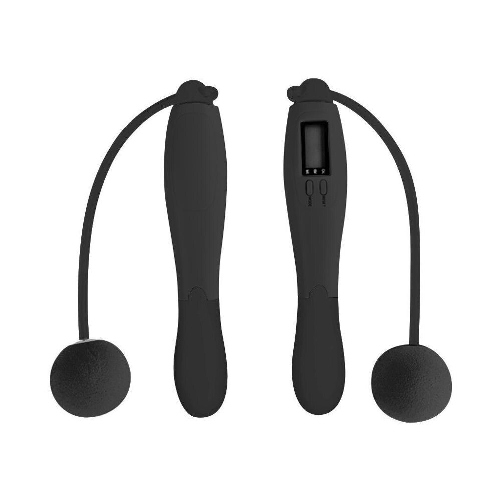 Smart cordless jump rope design, showcasing its sleek handle and digital display for fitness enthusiasts.