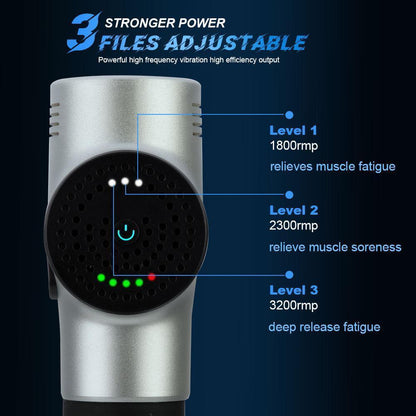 Power Pulse Massage Gun settings displaying three adjustable power levels for muscle relief and recovery.