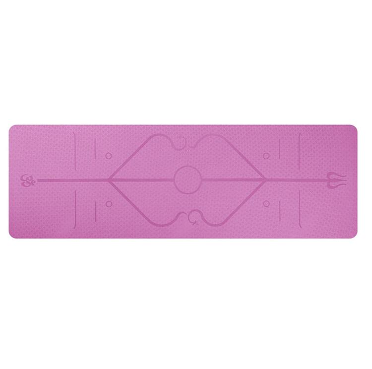 Non-Slip Yoga Mat with Alignment Lines in pink featuring guiding marks for yoga practice.